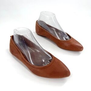 FRYE Regina Ballet Flats Womens Sz 7.5 Tan Leather Pointed Toe Slip On Shoes